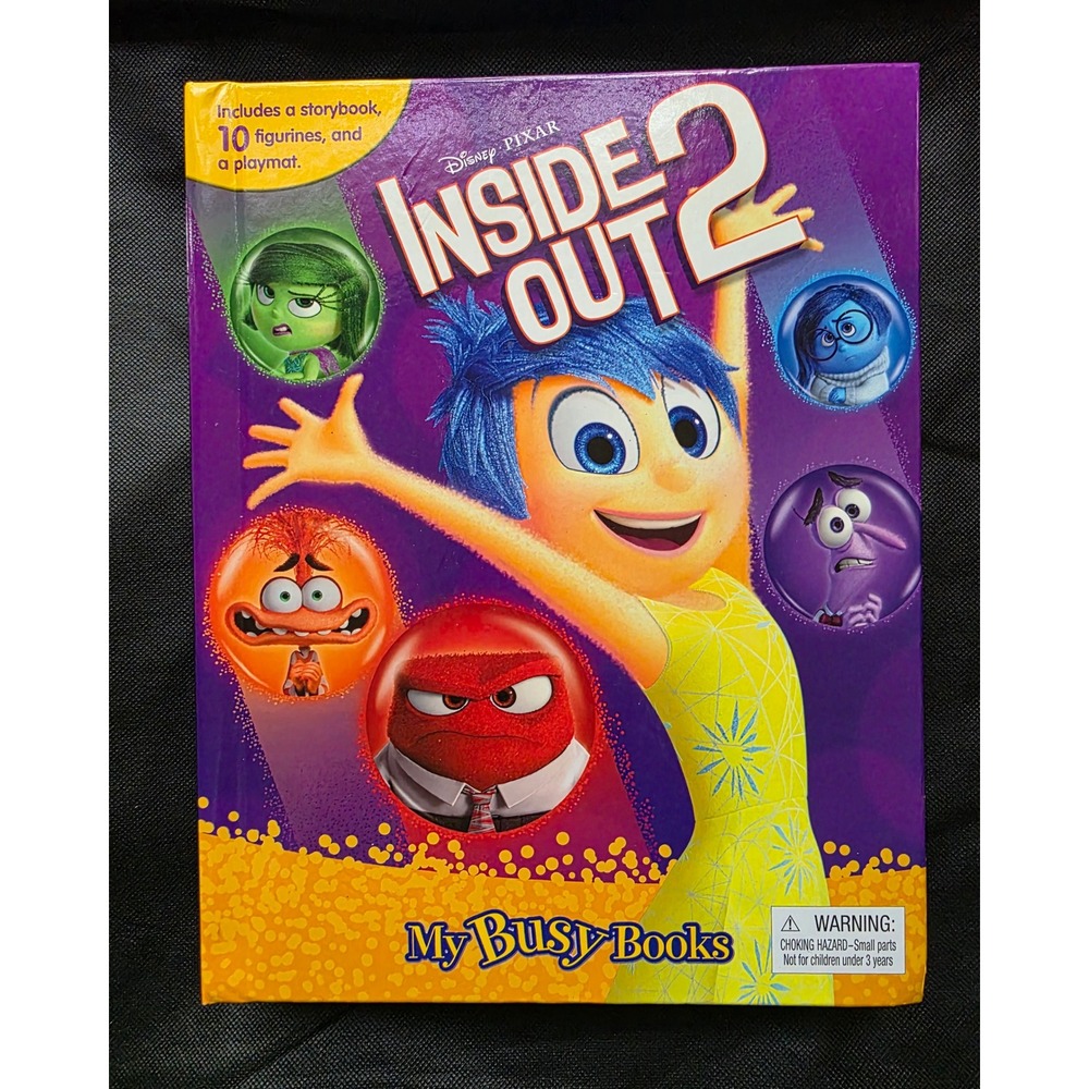 Disney Pixar Inside Out 2 My Busy Books Storybook 10 Figurines and Playmat Set